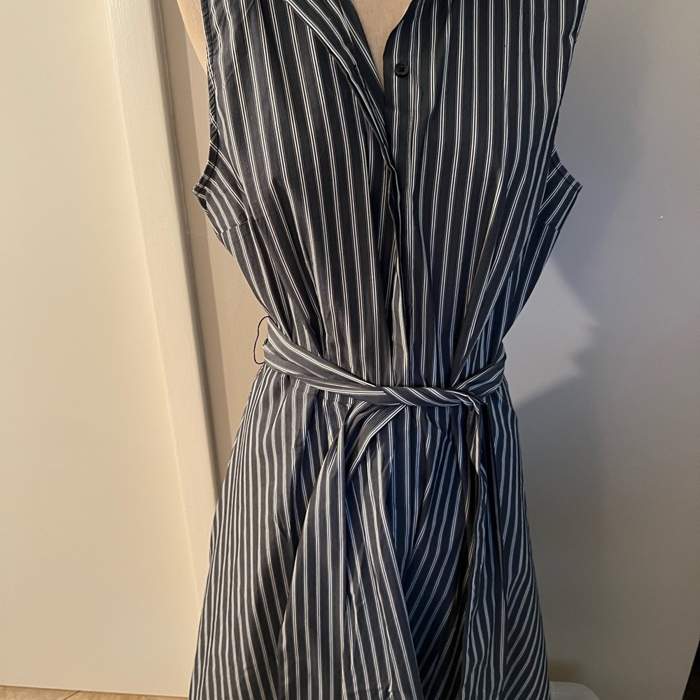 Black and white cotton shirt dress